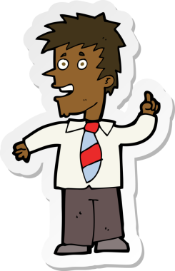 Bir insan tarafından çizilmiş fikri olan bir karikatürcünün çıkartması.