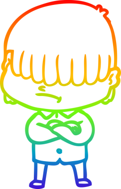 Bir insan tarafından çizilmiş dağınık saçlı bir çizgi film çocuğunun çizimi.