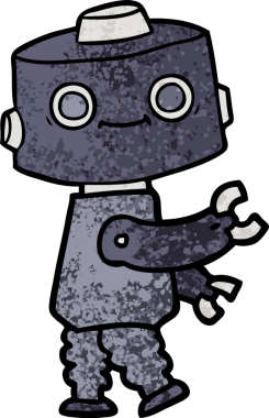 Bir insan tarafından çizilmiş çizgi film robotu