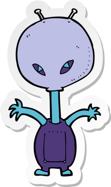 Bir insan tarafından çizilmiş uzay uzaylısının çıkartması.