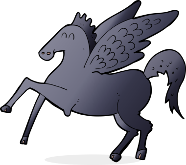 Bir insan tarafından çizilmiş sihirli uçan at.