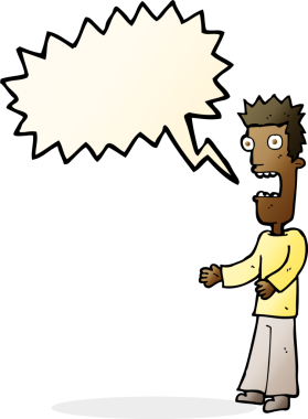 Bir insan tarafından çizilen konuşma baloncuğuyla çılgına dönen çizgi film adamı.