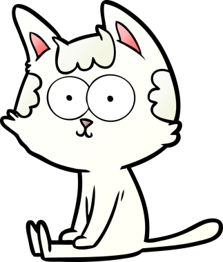 Bir insan tarafından çizilmiş mutlu çizgi film kedisi.