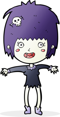 Bir insan tarafından çizilmiş vampir kız çizgi filmi.