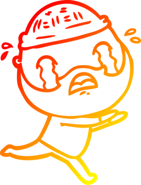 Bir insan tarafından çizilmiş ağlayan sakallı bir adamın sıcak çizgi çizimi.