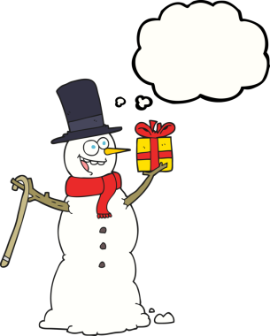 Serbest çizim düşünce balonu kardan adam bir insan tarafından çizilmiş.