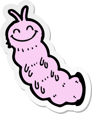 Bir insan tarafından çizilmiş bir tırtılın çıkartması.