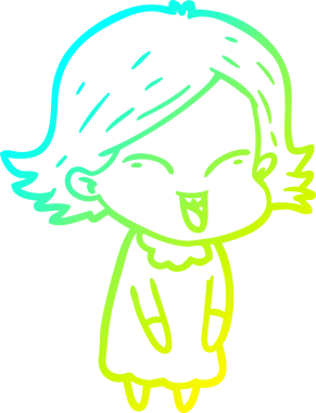 Bir insan tarafından çizilmiş mutlu çizgi film kızı çizimi.