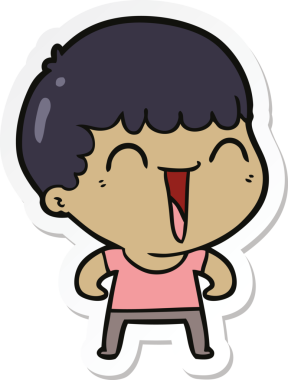 Bir insan tarafından çizilmiş mutlu bir adamın çıkartması.