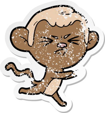 Bir insan tarafından çizilmiş kızgın bir maymunun sıkıntılı çıkartması.