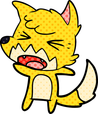 Bir insan tarafından çizilmiş kızgın çizgi film tilkisi.