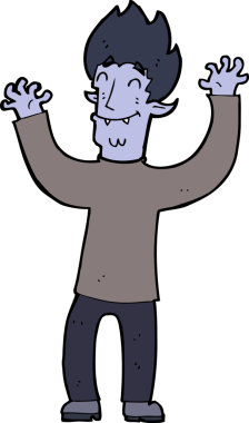 Bir insan tarafından çizilmiş mutlu vampir adam çizgi filmi.