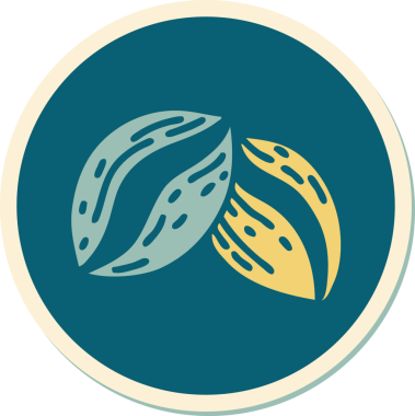 Bir insan tarafından çizilmiş geleneksel kahve çekirdeği stili dövme çıkartması.