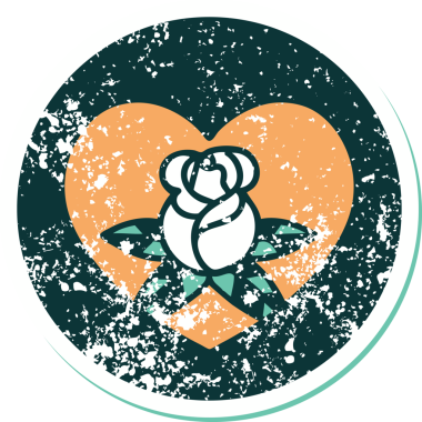 Bir insan tarafından çizilmiş kalp ve çiçeklerin sembolik depresif dövme şekli