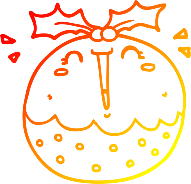 Bir insan tarafından çizilmiş tatlı bir Noel pudinginin sıcak çizgi çizimi