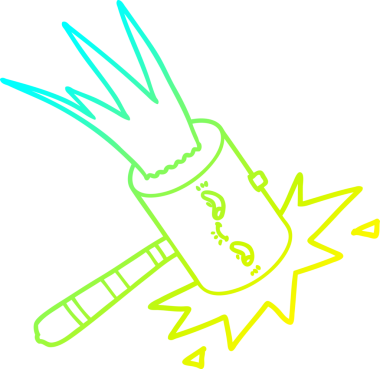 Bir insan tarafından çizilen çekiç darbesinin soğuk gradyan çizgisi