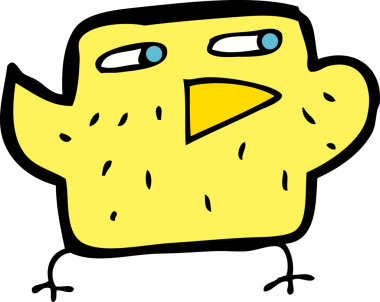 Bir insan tarafından çizilmiş çizgi film kuşu.