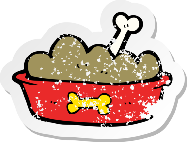 İnsan tarafından çizilmiş bir köpek mamasının gerilimli retro yapıştırması.