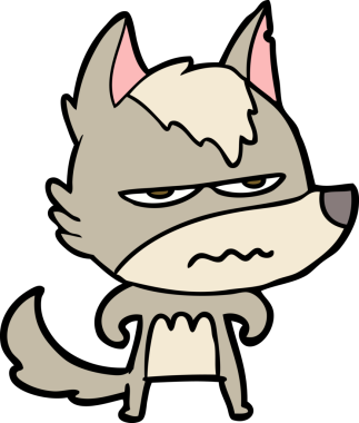 Bir insan tarafından çizilmiş rahatsız kurt çizgi filmi.