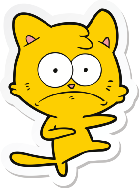 Bir insan tarafından çizilmiş karikatür asabi kedinin çıkartması.