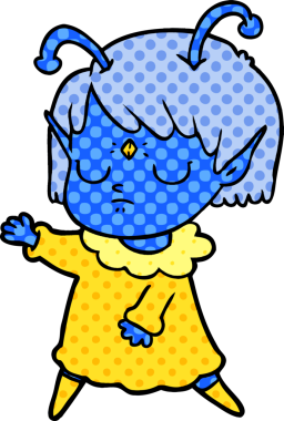 Bir insan tarafından çizilmiş uzaylı kız.