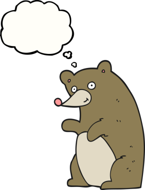 Bir insan tarafından çizilmiş serbest çizim balon karikatür ayısı.