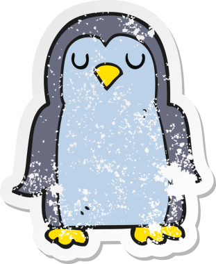 Bir insan tarafından çizilmiş penguen çizgi filminin gerilimli yapıştırması.