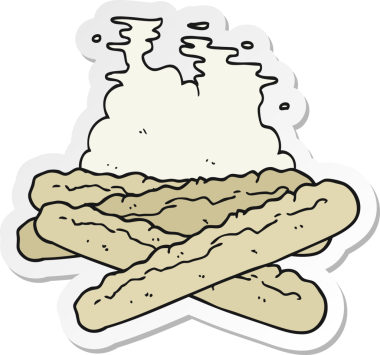 Bir insan tarafından çizilmiş bir karikatür ekmeğinin etiketi.