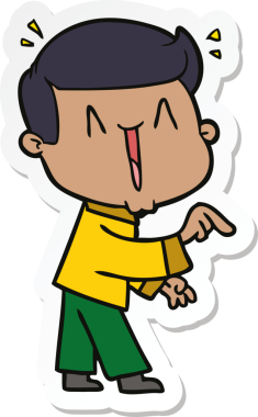 Bir insan tarafından çizilmiş heyecanlı bir adamın çıkartması.