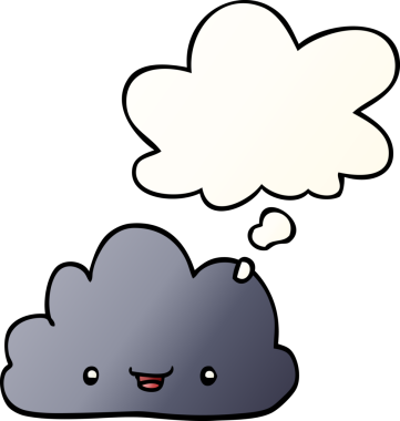 çizgi film küçük mutlu bulut düşünce baloncuğu pürüzsüz gradyan tarzı bir insan tarafından çizilmiş