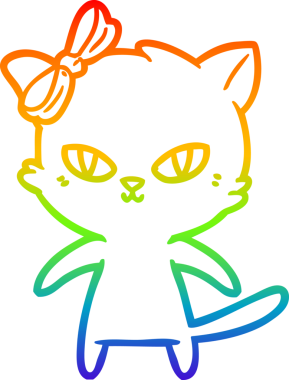 Gökkuşağı gradyan çizgisi bir insan tarafından çizilmiş şirin bir çizgi kedi çizimi