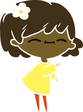 Bir insan tarafından çizilmiş tatlı bir kawai kızının serbest çizimi.