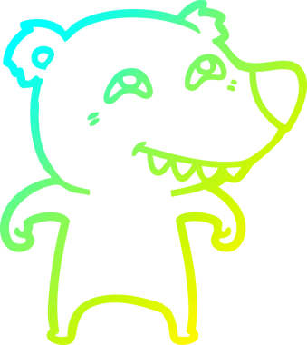 Bir insan tarafından çizilmiş dişleri gösteren çizgi film ayısının soğuk gradyan çizimi