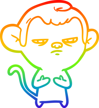 gökkuşağı gradyan çizgi çizimi bir insan tarafından çizilmiş bir maymun