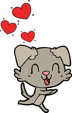 Bir insan tarafından çizilmiş gülen çizgi film köpeği.