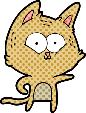 Bir insan tarafından çizilmiş çizgi film kedisi.