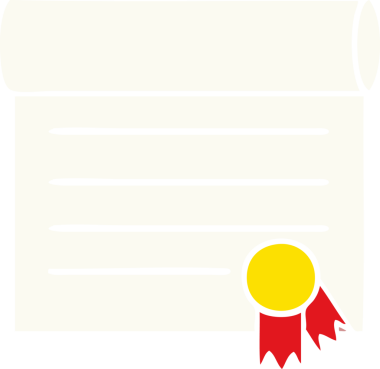 Bir insan tarafından çizilmiş bir sertifikanın düz renk retro karikatürü