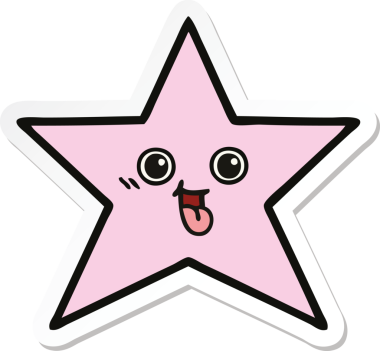 Bir insan tarafından çizilmiş şirin bir çizgi film yıldızının çıkartması.