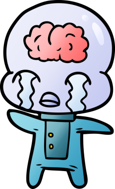 Bir insan tarafından çizilmiş koca beyinli bir uzaylı ağlaması.