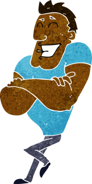 Bir insan tarafından çizilmiş kaslı adam.