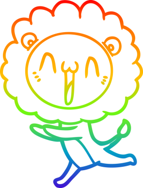 gökkuşağı gradyanı çizimi bir insan tarafından çizilmiş mutlu bir karikatür aslanı