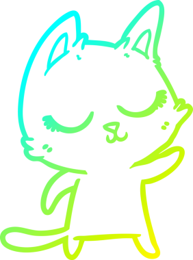 Bir insan tarafından çizilmiş sakin bir çizgi film kedisinin soğuk eğim çizgisi.