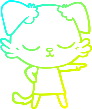 Bir insan tarafından çizilmiş şirin bir çizgi köpeğin soğuk gradyan çizgisi.