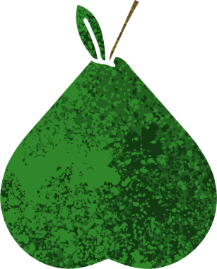 Bir insan tarafından çizilmiş bir armutun retro çizim tarzı karikatürü