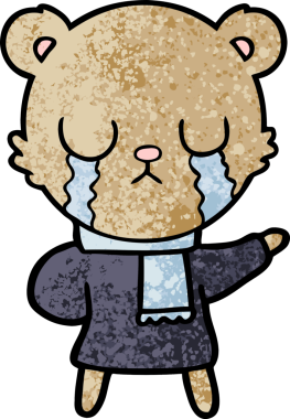 Bir insan tarafından çizilmiş ağlayan ayı karikatürü.