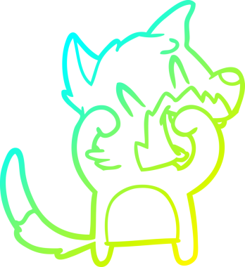 Bir insan tarafından çizilmiş gülen tilki çizgi filmi.