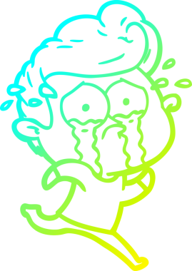 Bir insan tarafından çizilmiş ağlayan bir çizgi film karakteri.