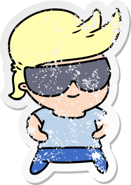 Bir insan tarafından çizilmiş gözlüklü kawaii çocuk desenli karikatür.