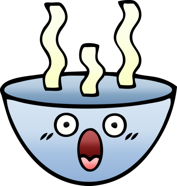 Bir insan tarafından çizilmiş sıcak çorbanın gölgeli karikatürü.