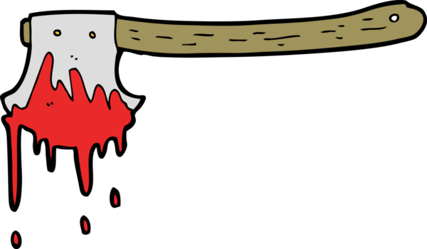 Bir insan tarafından çizilmiş kanlı balta.